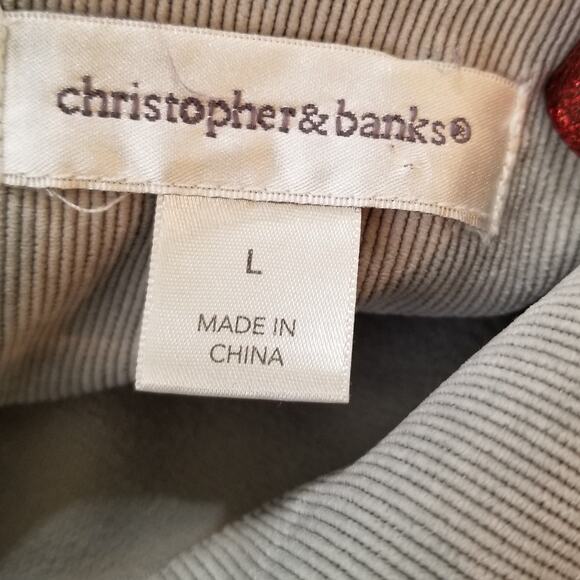 Christopher & Banks Button Front Corduroy Ribbed Grey Jacket Casual Size L - Picture 7 of 9